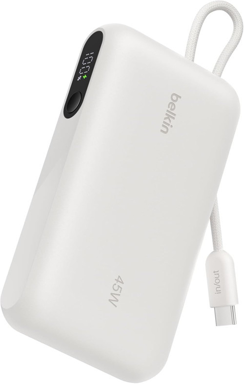 Ultracharge 10000 Mah Usb-C Kablolu Ve Ekranlı Power Bank, Kum Rengi