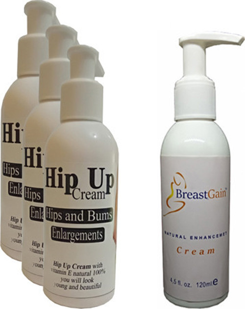 Hintohu Hipup Hip Enlargement Cream Kalça , Vücut Kremi 120 Ml 3 Adet+Breastgain Toparrlayıcı Göğüsb