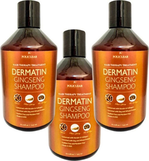 Policlear Dermatin Shampoo Ginsengli 500 Ml X 3 Adet