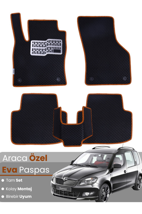 Skoda Roomster (2006-2015) Uyumlu Eva Paspas Tam Set–Oto Paspas,Araca Özel,Kolay Montaj
