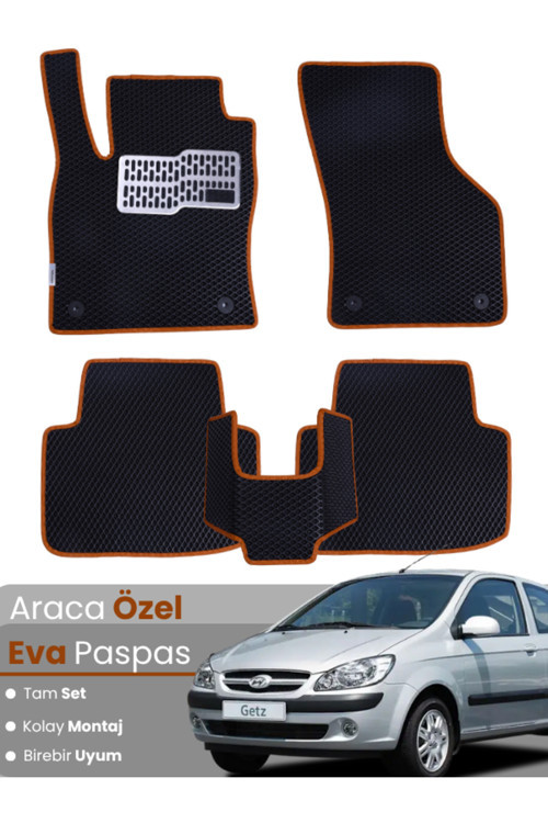 Hyundai Getz (2002-2011) Uyumlu Eva Paspas Tam Set–Araca Özel,Kolay Montaj,Su Geçirmez