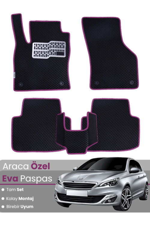 Peugeot 308 (2007-2012) Uyumlu Eva Paspas Tam Set–Araca Özel,Oto Paspas,Kolay Montaj