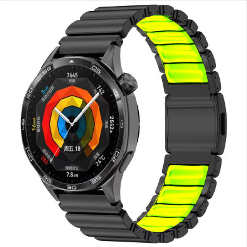 Huawei GT4 46mm Zore KRD-151 22mm Metal Silikon Kordon Huawei GT4 46mm, Akıllı Saat ve Aksesuarları Zore - Siyah-Yeşil