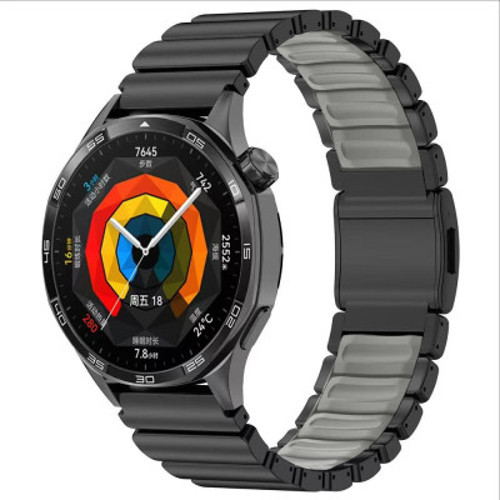 Huawei GT4 46mm Zore KRD-151 22mm Metal Silikon Kordon Huawei GT4 46mm, Akıllı Saat ve Aksesuarları Zore - Siyah-Gri