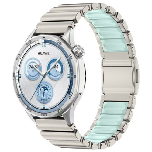 Huawei GT4 46mm Zore KRD-151 22mm Metal Silikon Kordon Huawei GT4 46mm, Akıllı Saat ve Aksesuarları Zore - Gümüş-Mavi