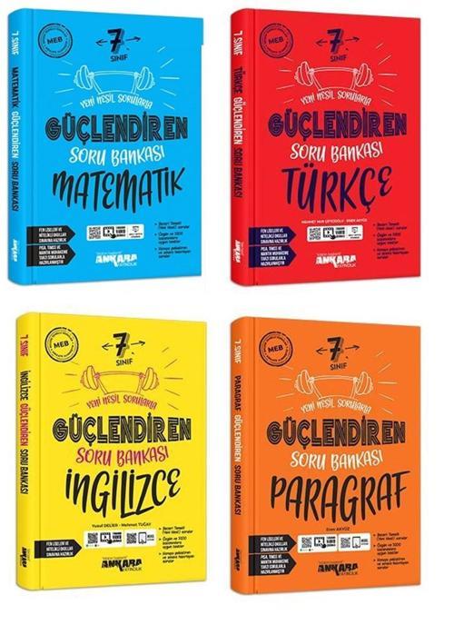 Ankara 7. Sınıf Matematik + Türkçe + İngilizce + Paragraf Güçlendiren Soru Seti 4 Kitap 2023