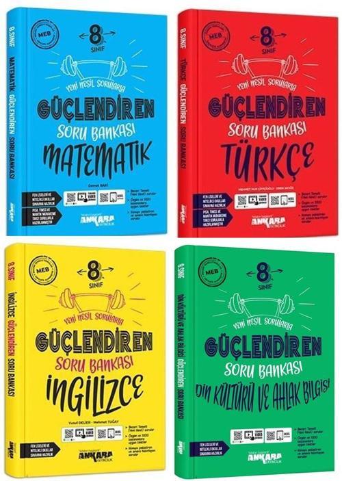 Ankara 8. Sınıf Matematik + Türkçe + Din + İngilizce Güçlendiren Soru Seti 4 Kitap 2023