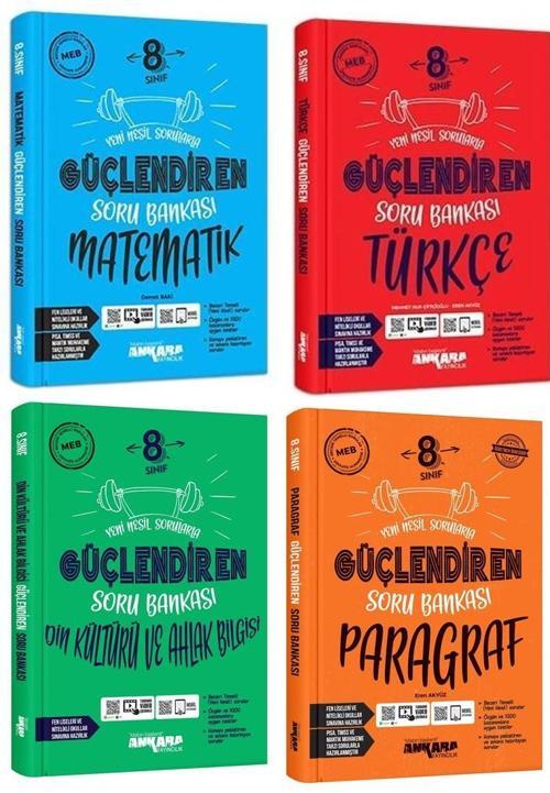 Ankara 8. Sınıf Matematik + Türkçe + Din + Paragraf Güçlendiren Soru Seti 4 Kitap 2023