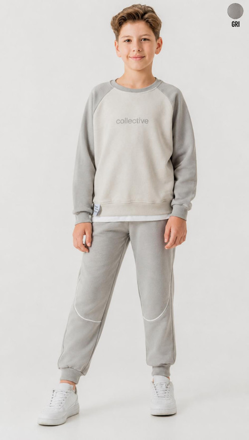 Erkek Çocuk Collective Baskılı Takım 4211 Gri