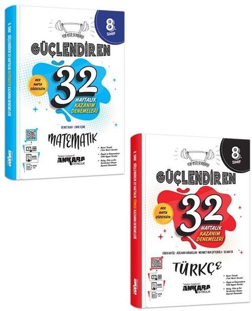 Ankara 8. Sınıf Matematik + Türkçe Güçlendiren 32 Haftalık Deneme Seti 2023