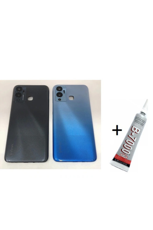 İnfinix Hot 12 Plus Arka Batarya Pil Kapağı Siyah (B7000 15 Ml Yapıştırıcı)