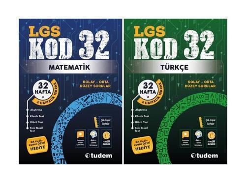 Tudem 8. Sınıf Matematik + Türkçe Kod 32 Haftalık Deneme Seti 2 Kitap 2023