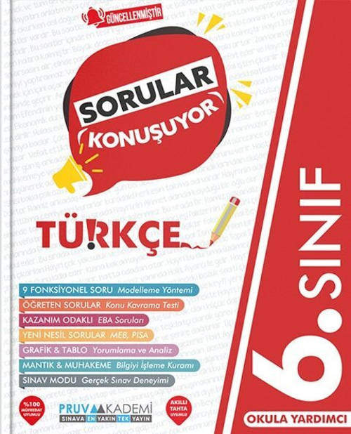 Pruva 6. Sınıf %100 Yeni Maarif Müfredat 6. Sınıf Türkçe Sorular Konuşuyor Soru Bankası+Dokunmatik Kalem