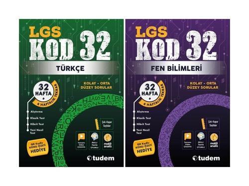 Tudem 8. Sınıf Türkçe + Fen Bilimleri Kod 32 Haftalık Deneme Seti 2 Kitap 2023