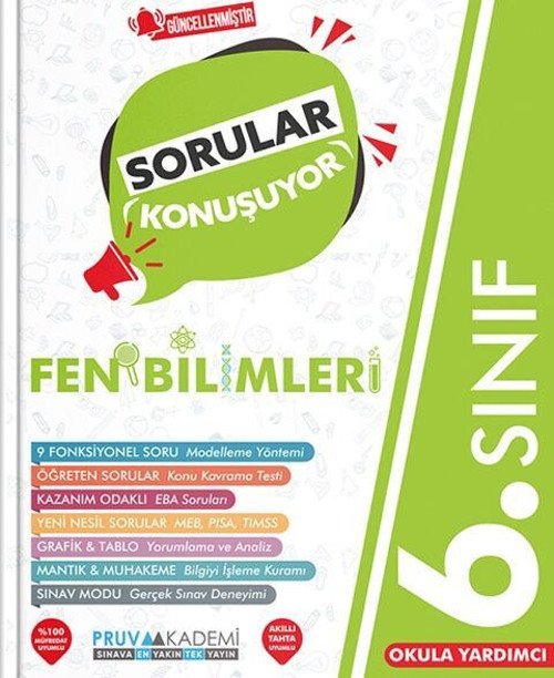 Pruva 6. Sınıf %100 Yeni Maarif Müfredat 6. Sınıf Fen Bilimleri Sorular Konuşuyor Soru Bankası