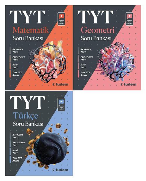 Tudem Tyt Matematik + Geometri + Türkçe Soru Bankası Seti 3 Kitap 2023