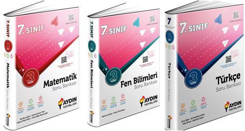 Aydın 2024 7. Sınıf Matematik + Fen Bilimleri + Türkçe Üç Adım Soru Bankası Seti 3 Kitap