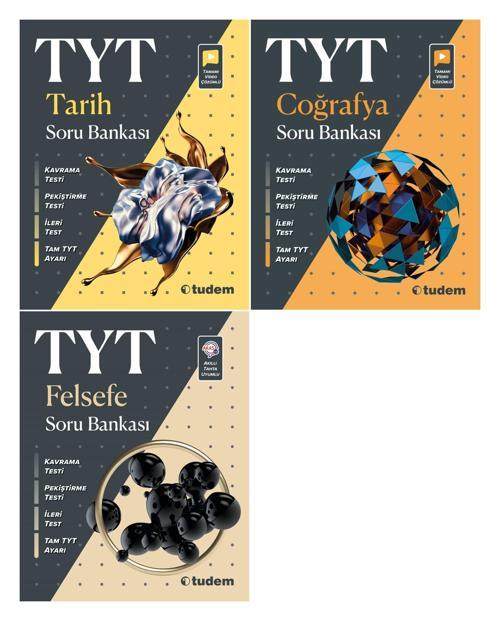 Tudem Tyt Tarih + Coğrafya + Felsefe Soru Bankası Seti 3 Kitap 2023