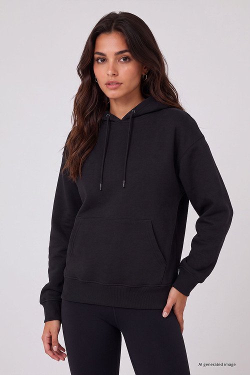Standart Kapüşonlu 2li Paket Siyah-Gri Melanj Kadın Sweatshirt - 97321
