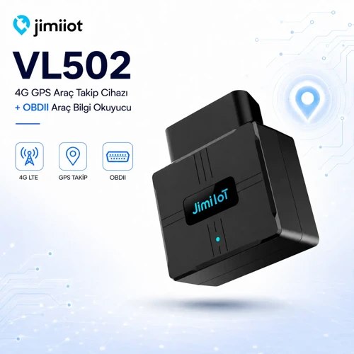 Jimi IoT VL502 4G GPS Araç Takip ve OBD Araç Bilgisayarı | Canlı Takip, Araç Verileri, OBDII Tak & Çalıştır
