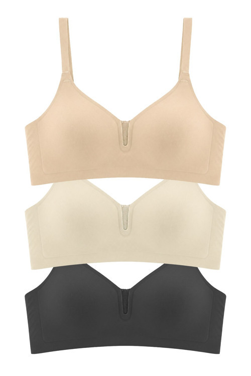 Seamless Bra - Eloria | Lazer Kesim Dikişsiz Balensiz İz Bırakmayan Tül Detaylı Sütyen 3'lü Paket