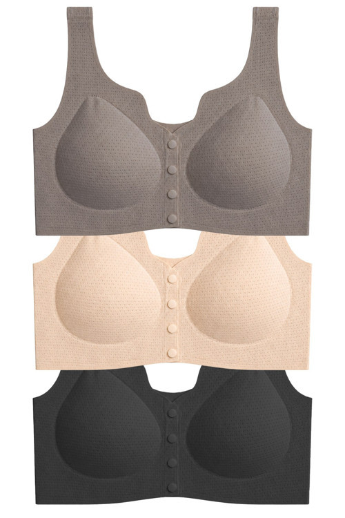 Seamless Bra - Virela | Lazer Kesim Önden Düğmeli Toparlayıcı Büyük Beden Kadın Sütyen 3'lü Paket-2