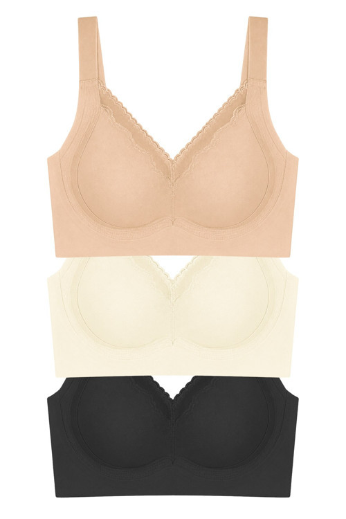 Seamless Bra - Seravia | Lazer Kesim Dantelli Minimizer Kadın Sütyen 3'lü Paket-2