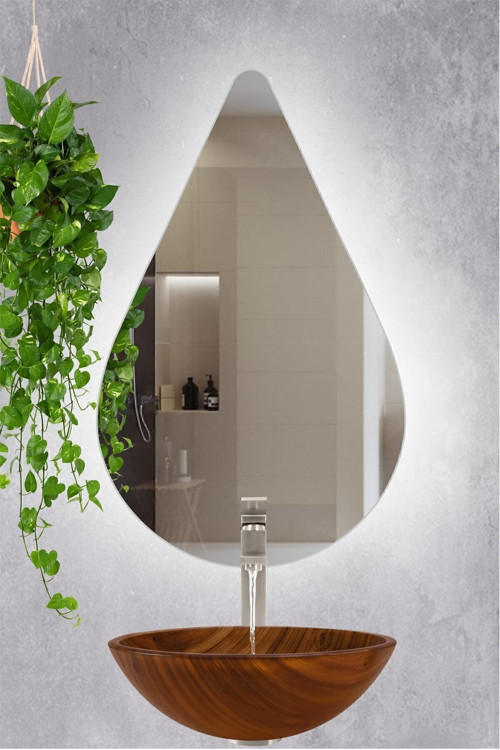 Led Işıklı Damla Şekli Banyo Ve Konsol Aynası