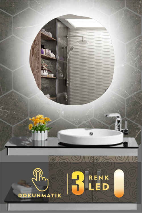 Led Işıklı Asimetrik Banyo Ve Konsol Aynası
