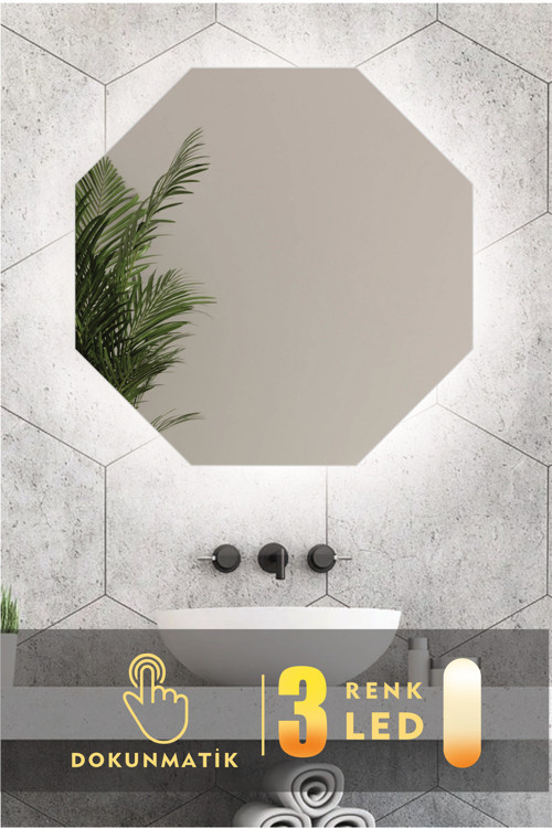 Led Işıklı Sekizgen Banyo Ve Konsol Aynası