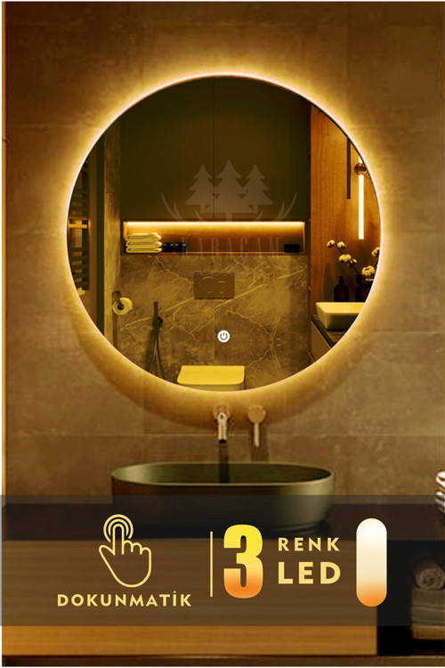 Led Işıklı Yuvarlak 70 Cm Banyo Ve Konsol Aynası