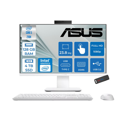 Expertcenter P440VAT Aio Intel Core 5-210H Upto 4.8ghz 128GB Ddr5 4tb SSD Intel® Graphics 23.8" Fhd Dokunmatik Srgb: 100% Freedos Allınone Bilgisayar P440VATC516512W0DF40+ZETTAUSBBELLEK