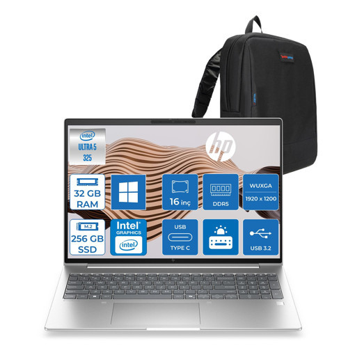 Elitebook 6 G2I Aı Intel Core Ultra 5 325 32GB Ddr5 256GB SSD Intel® Graphics 16 Inç Wuxga (1920 x 1200) 300NIT WIN11PRO Taşınabilir Bilgisayar EBC77J9AVP11+ZETTAÇANTA