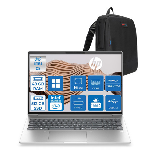 Elitebook 6 G2I Aı Intel Core Ultra 5 325 48GB Ddr5 512GB SSD Intel® Graphics 16 Inç Wuxga (1920 x 1200) 300NIT WIN11PRO Taşınabilir Bilgisayar EBC77J9AVP17+ZETTAÇANTA