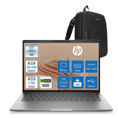 Zbook 8 G2I Ws Intel Core Ultra9 386H Aı 24GB Ddr5 1tb SSD 6GB/RTXPRO500 Blackwell 14 Inç Wuxga (1920 x 1200) IPS 300NIT Freedos Taşınabilir Mobil Iş Istasyonu WSDN6A5EAF08+ZETTAÇANTA