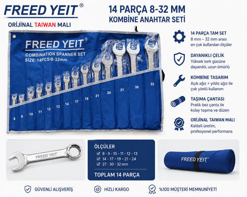 KOMBİNE ANAHTAR SETİ 8-32mm