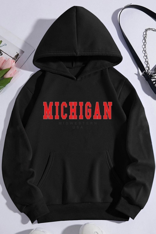 Unisex Michigan Baskılı Sweatshirt