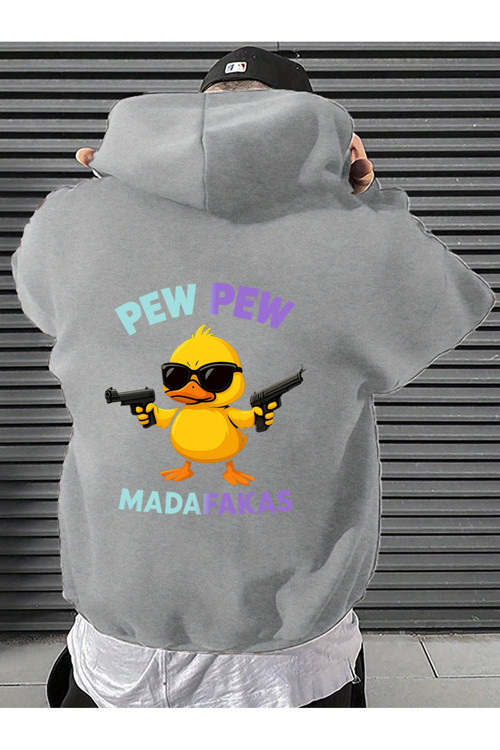 Unisex Pew Pew Karikatur Baskılı Tasarım Oversize Sweatshirt