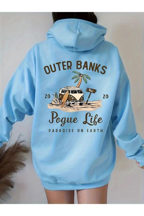 Unisex Outer Banks Baskılı Oversize Sweatshirt