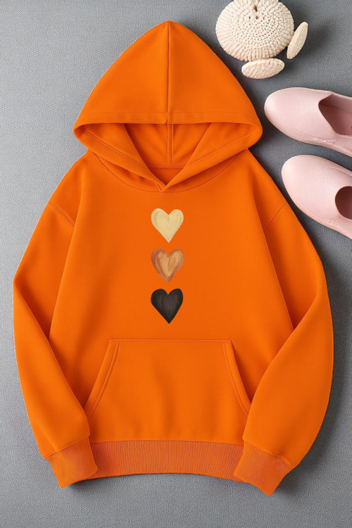 Unisex Sirali Kalp Baskılı Oversize Sweatshirt