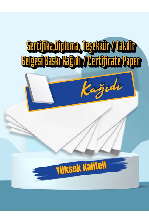 A4 Parlak Kuşe 10'lu | Sertifika, Diploma, Teşekkür/Takdir Belgesi Baskı Kağıdı | Certificate Paper