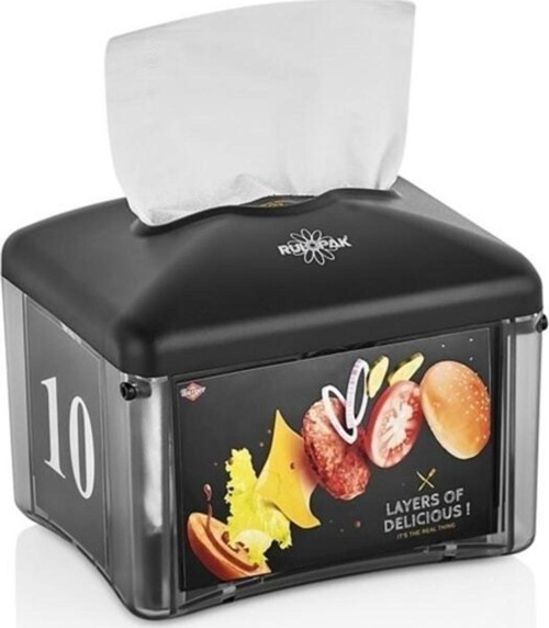 Reklamlı Tekçek Mini Peçete Dispenseri Siyah