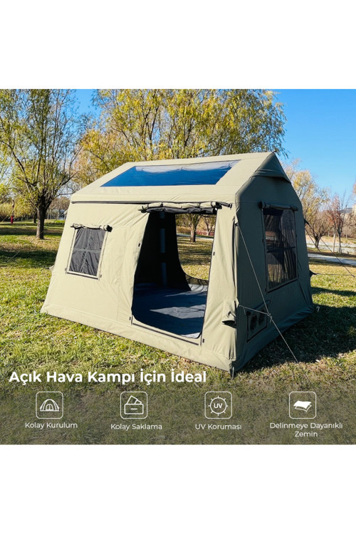 8 Kişilik 8.1 m² – Tenteli Gölgelikli, 4 Mevsim, Su Geçirmez 420D Oxford Kumaşlı Şişme Çadır 300*270*220cm