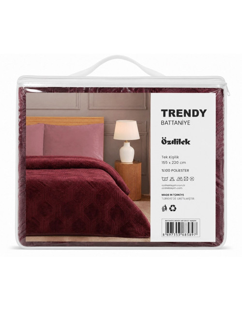 Trendy Embos Tek Kişilik Battaniye(155x220)-Art Deco Y.Mersini