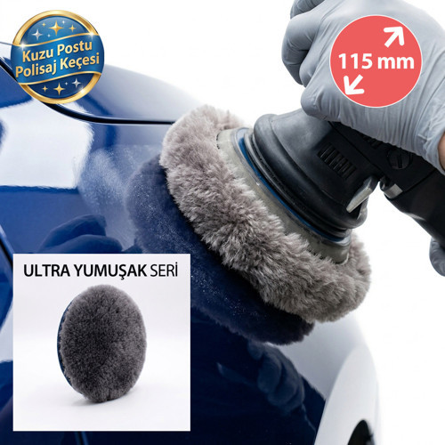 Ultra Soft Seri %100 Doğal Kuzu Postu Polisaj Keçesi 115 mm Antrasit
