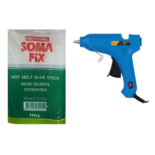 Mum Silikon Tabancası + Somafix 1 Kg Kalın Şeffaf Mum Silikon