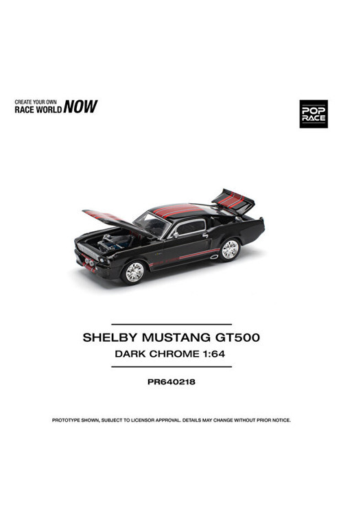 Pop Race Shelby Mustang GT500 Dark Chrome PR640218 1/64 Model Araba
