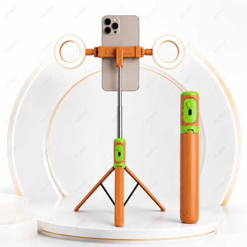 BLC Çift LED Işıklı Selfie Çubuğu Tripod Telefon Standı Katlanabilir Ergonomik Telefon Tutucu