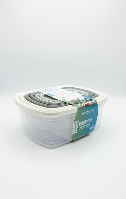 Easybox 6'lı Plastik Saklama Kabı Seti, BPA İçermez İç İçe Geçebilir Mutfak ve Buzdolabı İçi Düzenleyici Erzak Kabı Set
