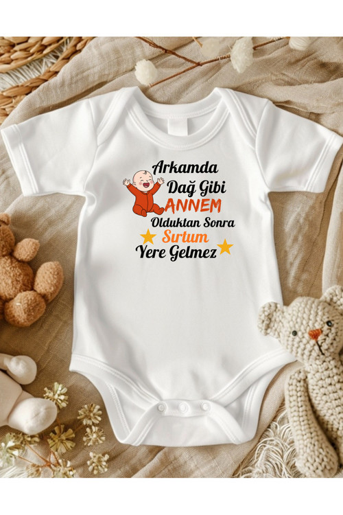 Anne Yazılı Bebek Zıbın Pamuklu Kumaş Unisex 6
